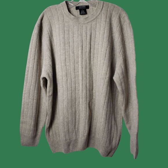 Giorgiolini Mens 100% Wool Ribbed Knit Pullover Sweater Beige Large - Picture 1 of 10